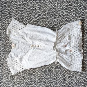 Cotton eyelet swiss dot white tee shirt tunic, small size